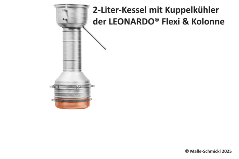 2-Liter-Kessel mit Kuppelkühler und Kolonne